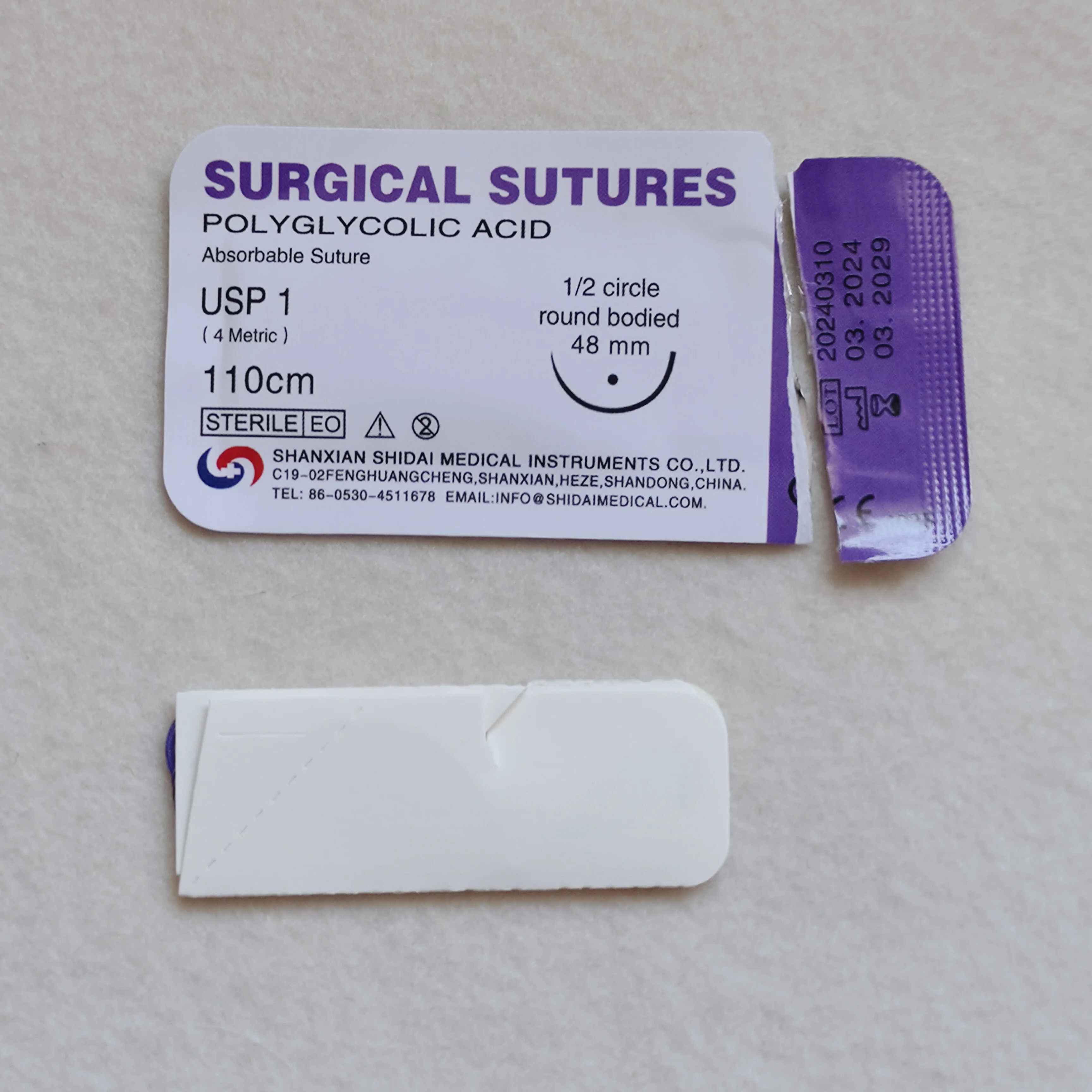 Disposable Medical Sterile Absorbable Medical Surgical Suture PGA Sutures With Needle