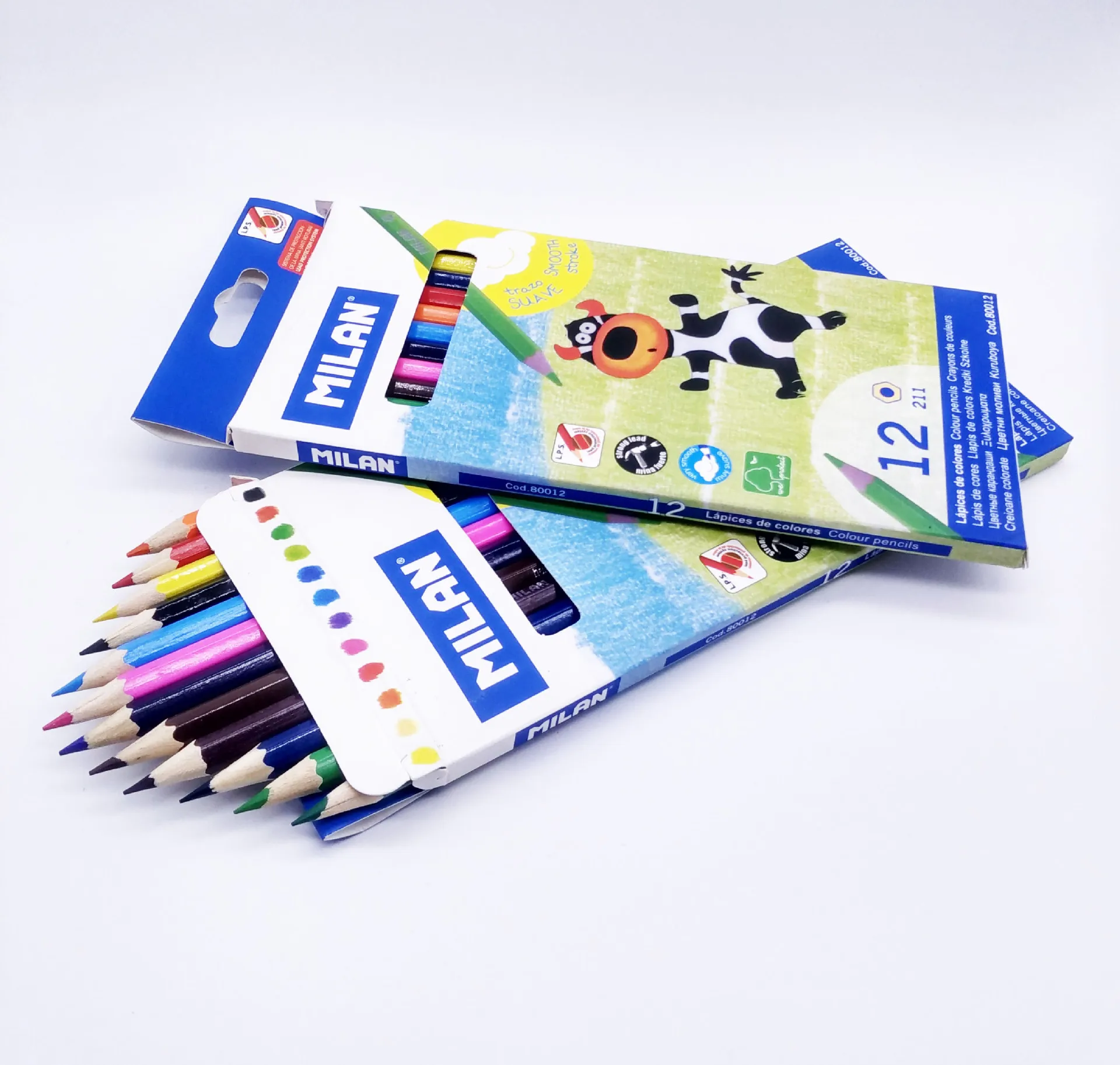 Wholesale custom student wooden color lead 2.8mm hexagonal drawing color pencil with color box packaging