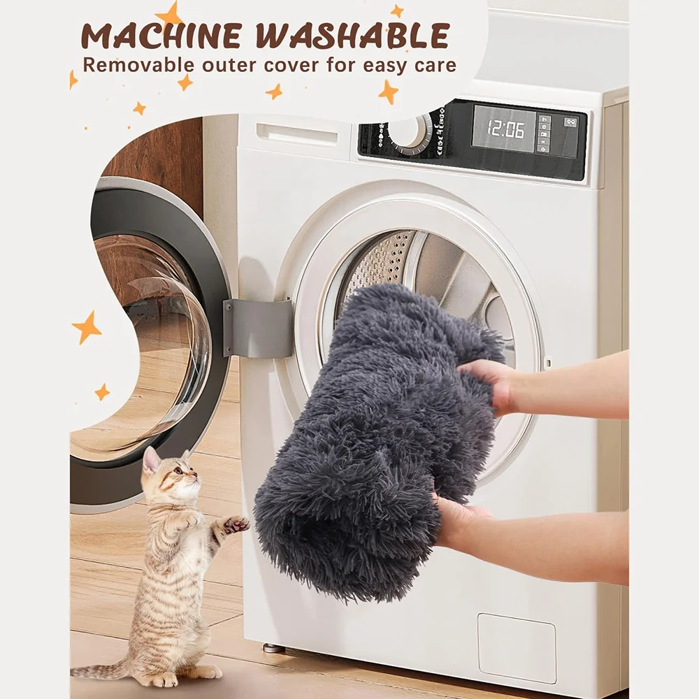 Hot Seller Four Seasons Universal Soft Indoor Donut Dog Bed Waterproof Heating Feature Faux Fur Fiber Material Cats Pet House