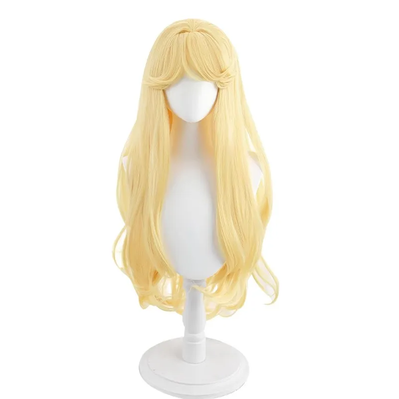 Wholesale League of Legends LOL Cosplay 85cm Long Curly Blonde Valentine Luxanna Wig Synthetic Anime Heat Resistant Hair Wig