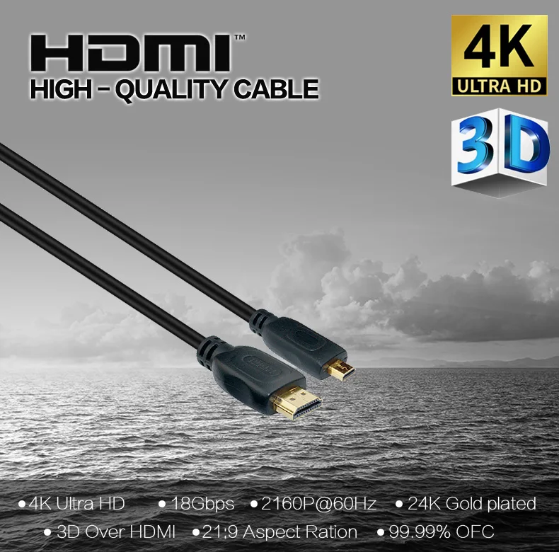 Zhenfu 1FT 2FT 3FT 4FT 5FT HDMI Type A to Micro HDMI Type D Cable for HDTV DV Camera 1080P hdmi cable