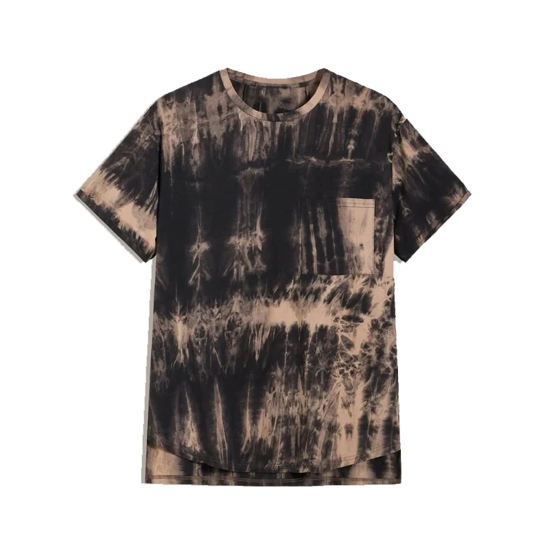 
wholesale Customized Men Tie Dye Tee Heavyweight Cotton Brown T Shirts Holiday style 