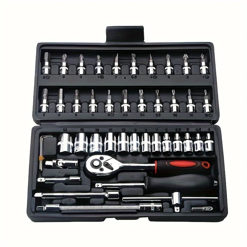 Factory OEM Wholesale 46pcs Uncharged Compact Durable Essential Manual Car & Bicycle Maintenance Set Portable Repair Tool Kit
