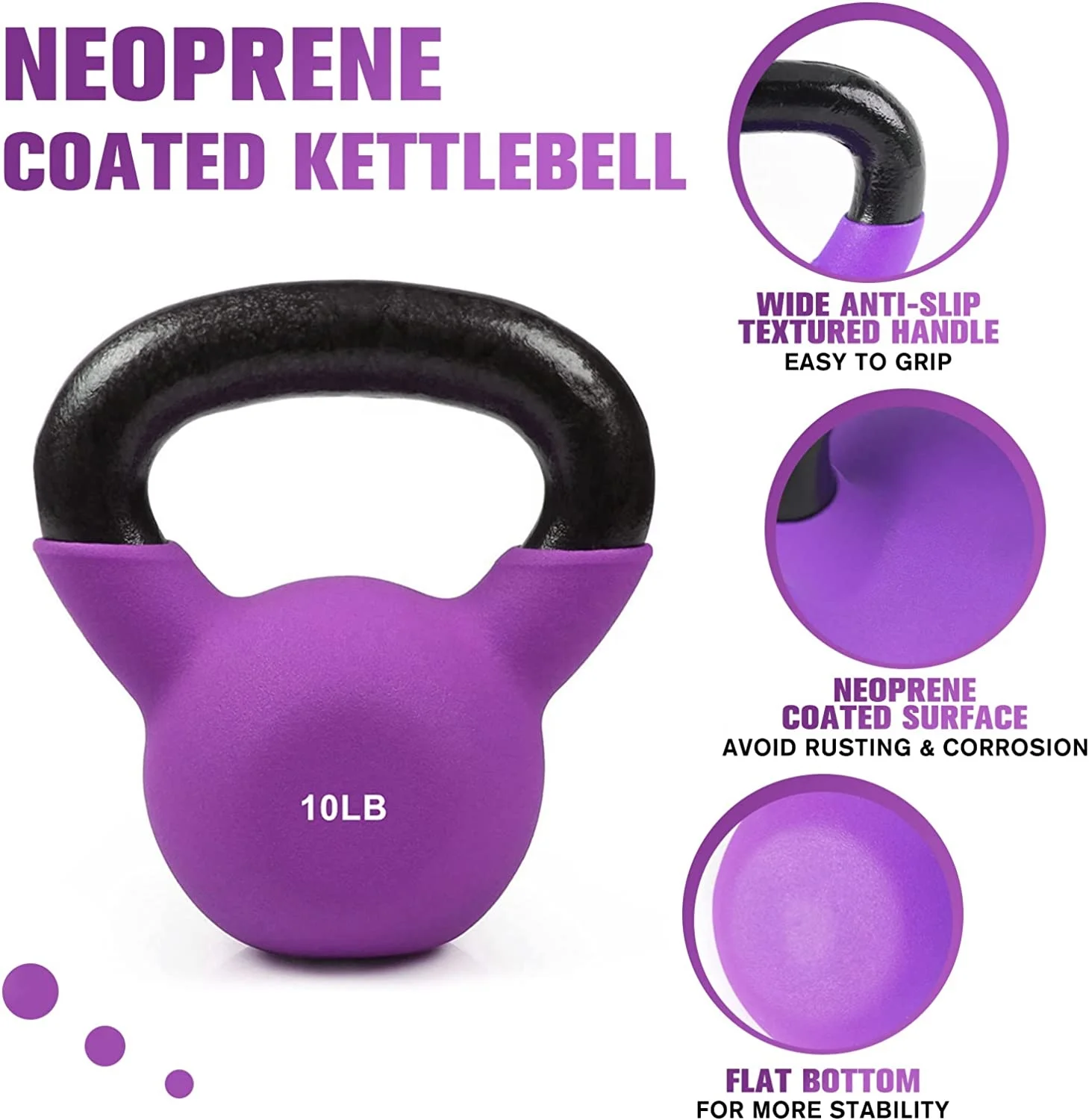 Neoprene Coated Solid Cast Iron Kettlebell for Cross-Training, Weight Loss & Strength Training