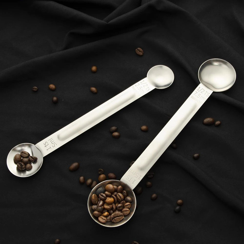 Kitchen gadgets 15ml cuchara medidora icing powder stainless steel double end flat spoon