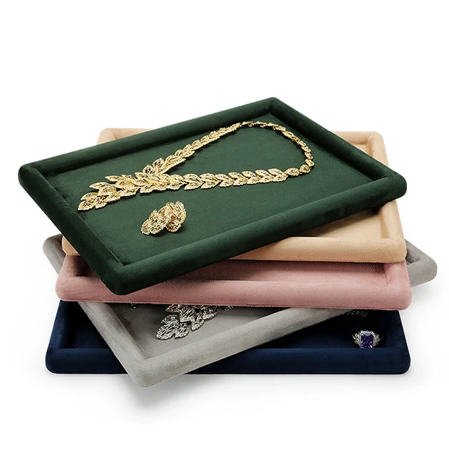 VANLOCY Jewelry Display Tray Suede Leather Jewelry Tray for Display Bracelet Ring Necklace Earring Tray Jewelry Box Carton Visa