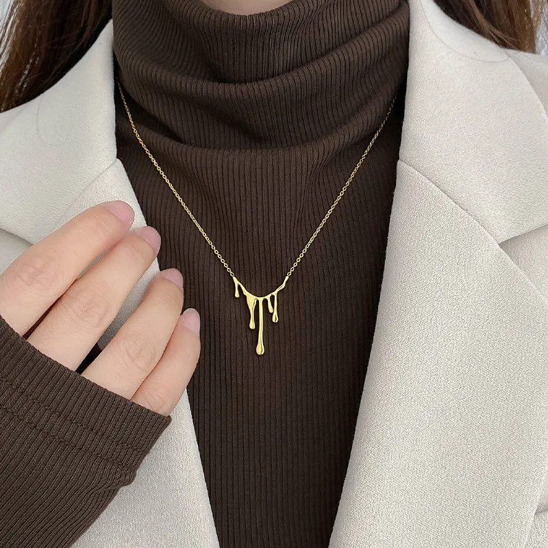 wholesale drop necklace 18k gold plated stainless steel necklaces