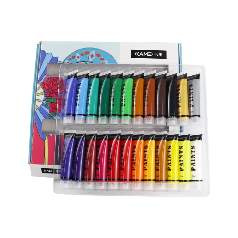 Wholesale 24 colors 22ml aluminum tube color acrylic paint set painting