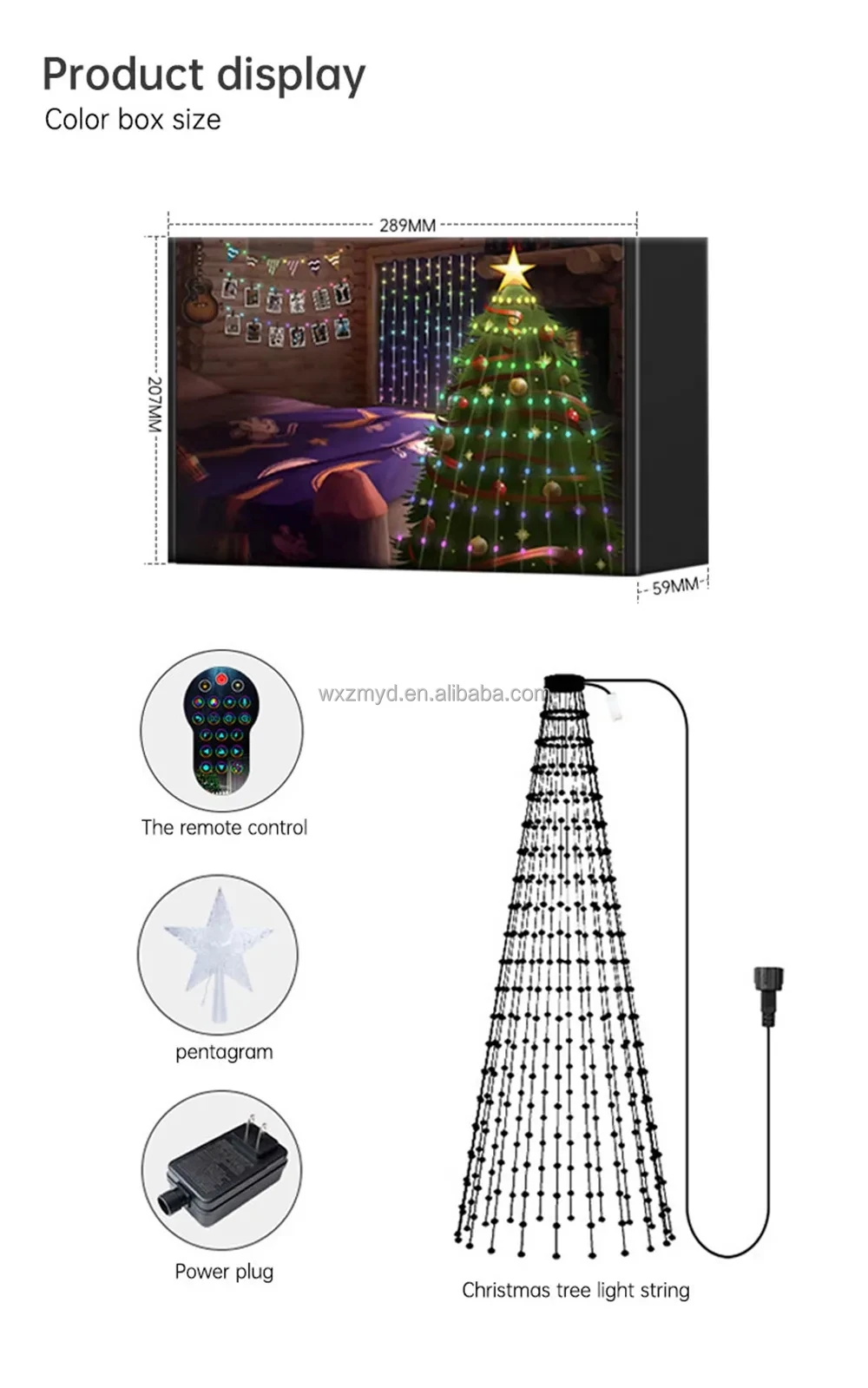 DIY Smart Christmas Tree Lights with Bluetooth APP Remote Control, 400 RGB Suitable for High LED Christmas Tree Decorative Light