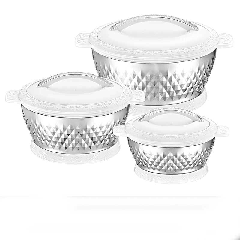 Insulated Hot Pot Casserole Double Wall Food Warmer Casserole Set Of 3 With Stainless Steel Handles