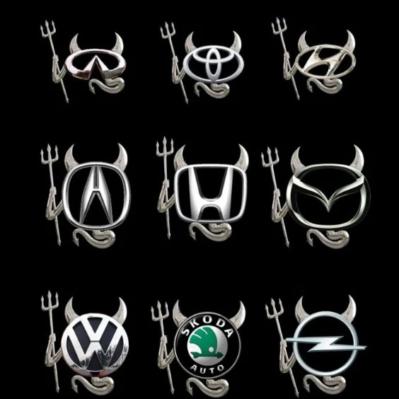 3D Devil Style Demon Logo Sticker Car Badge Emblem Paper Decal Silver