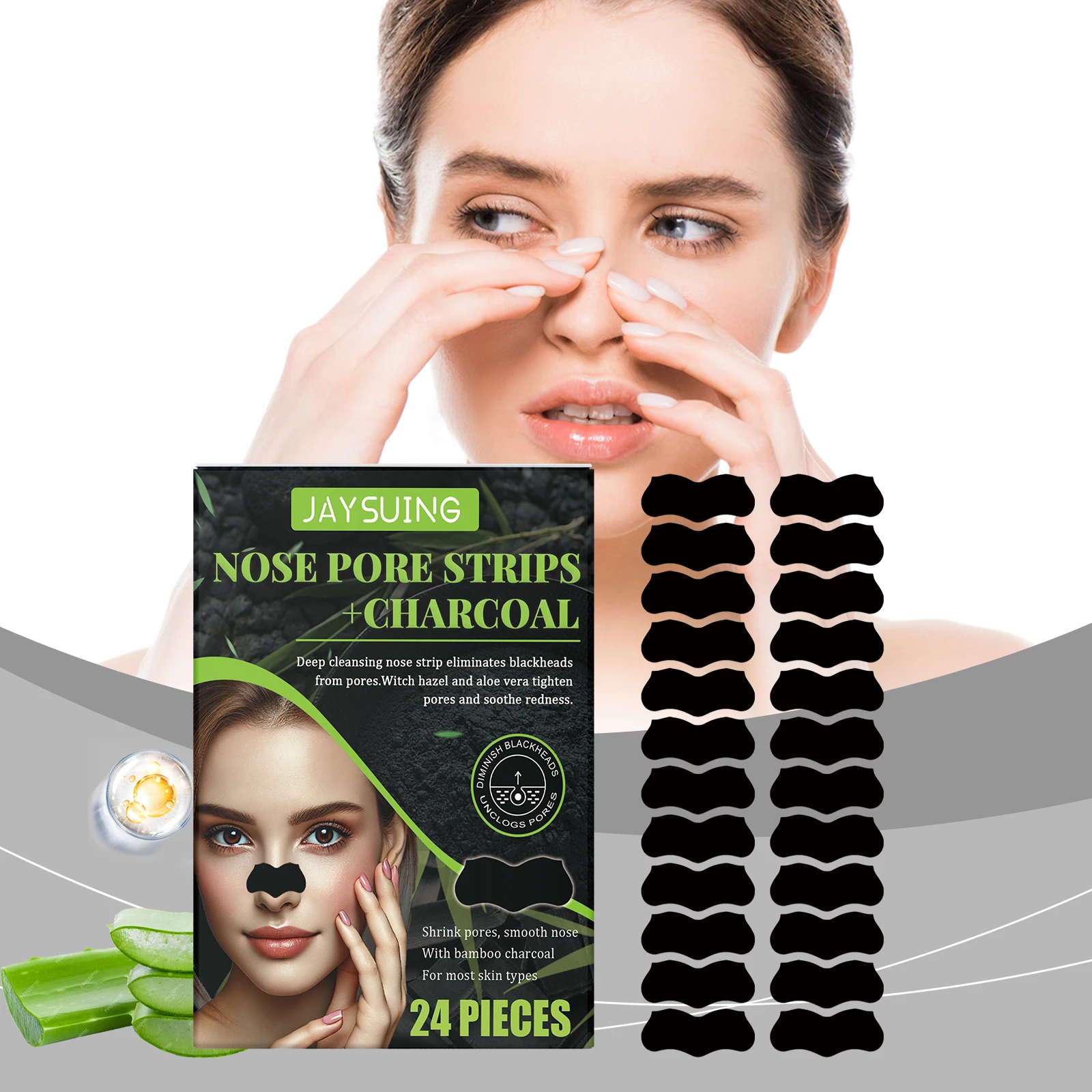 Calming Lightens Fine Lines Acne Treatment Nose Plant Pore Strips Deep Cleansing Black Head Remover Nose Pore Strips