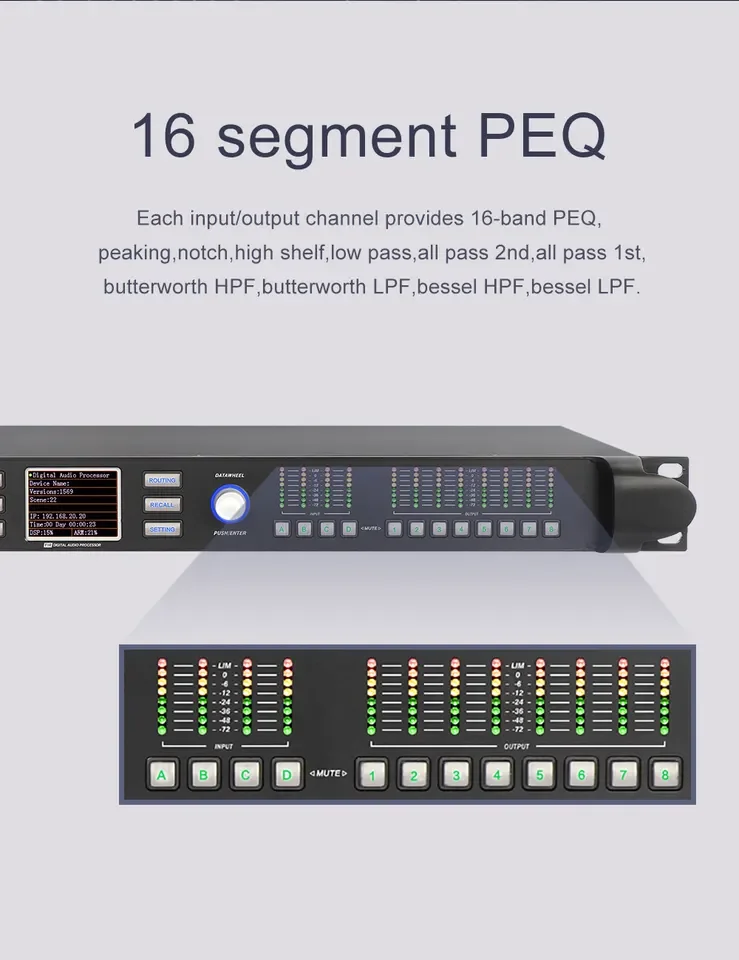 Frequency Division Loudspeaker System Digital Audio Processor for Line Array Speaker