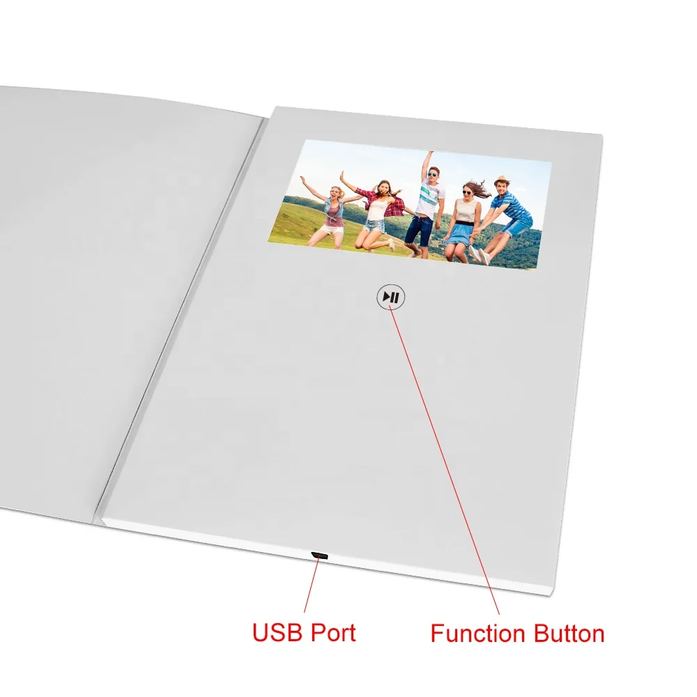 ЖК цифровой экран поздравительная открытка видеопамять брошюра 7 дюймов HD для свадебных приглашений