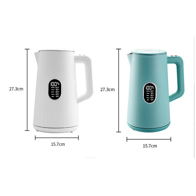 Double Wall Water Boiler Electric Adjustable Temperature Tea Kettles Boiler 1.5L Metal Teapot Kettle