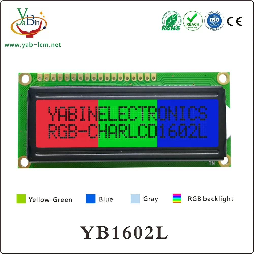 2.6 inch 80x36 MM 1602 16x2 character lcd display module with RGB backlight YB1602L lcd