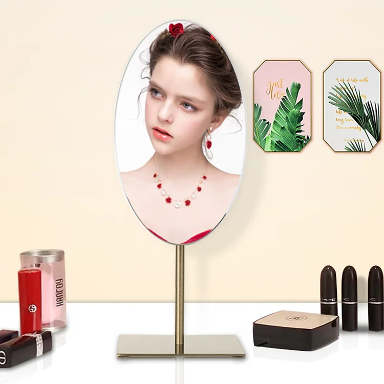 Wholesale Retro Bronze Alloy Metal Dresser Desktop Mirrors Decorative Bronze Beauty Vanity Makeup Mirror