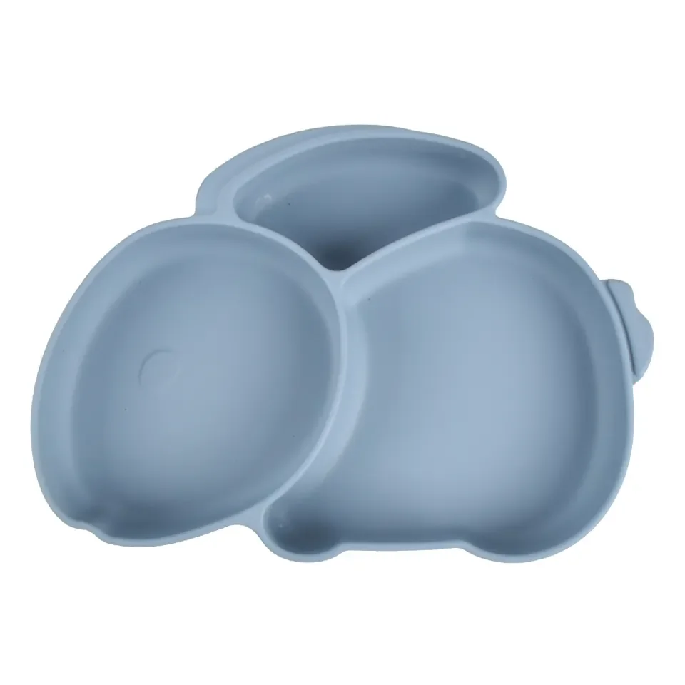 Shape Children Kids Toddler Unbreakable Plato Dishes Silicone Divider Dinner Plate Microwave Safe Unbreakable Rabbit Animal 1pcs