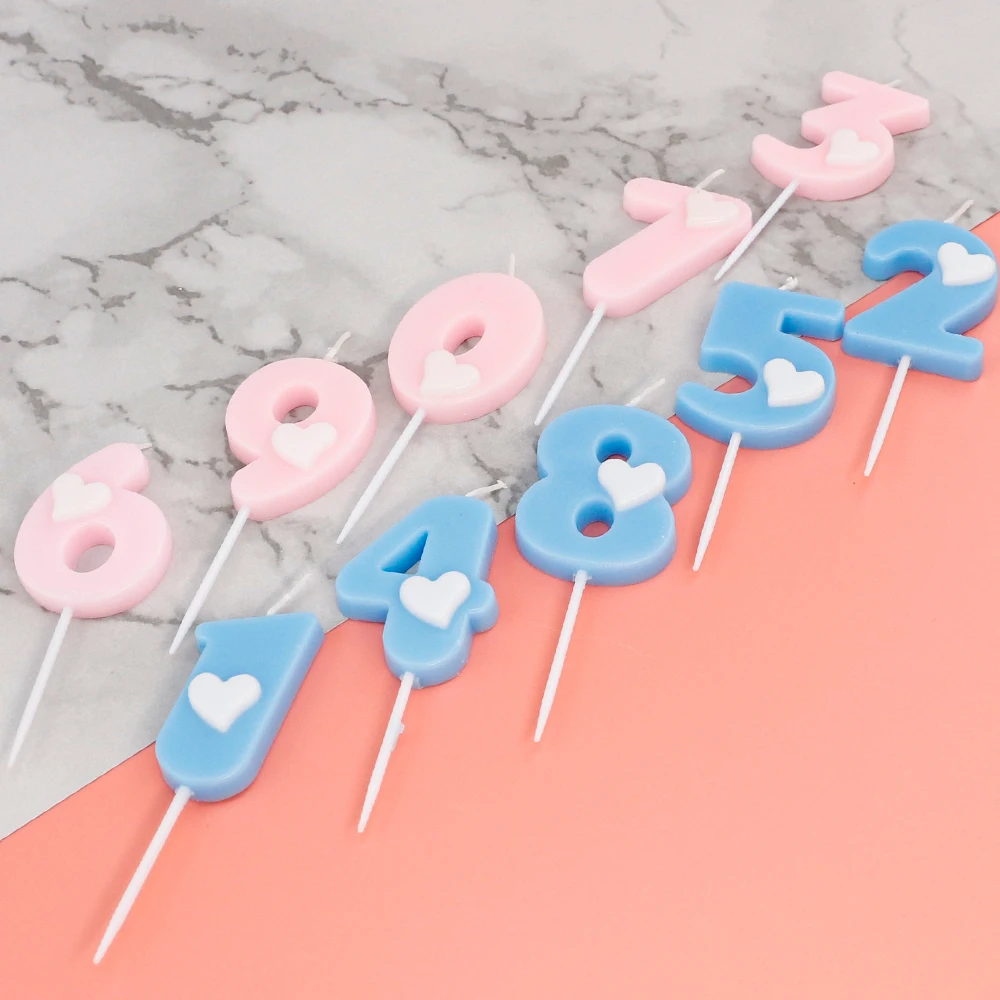 Hot Selling Cute Heart Decoration Number Birthday Candles For Kids Birthday Party From Manufacturer