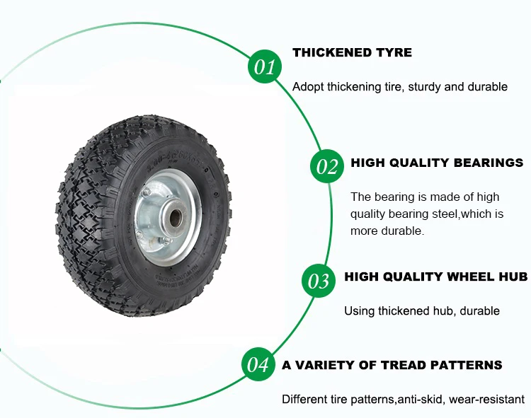 HKT1173 factory sale reach certificate 260x85mm wheelbarrow cart wagon 10 inch air 300-4 pneumatic tire