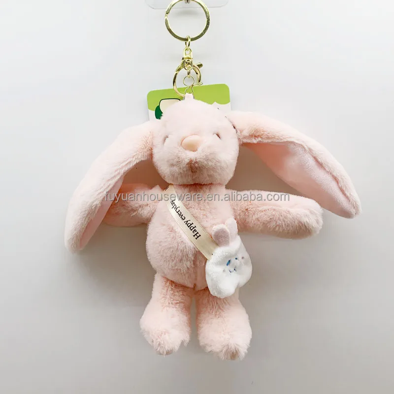 15cm Long eared Happy Rabbit with backpack,Perfume Stuffed Toys,Super soft plush toy for girl gifts with keyring phone holder