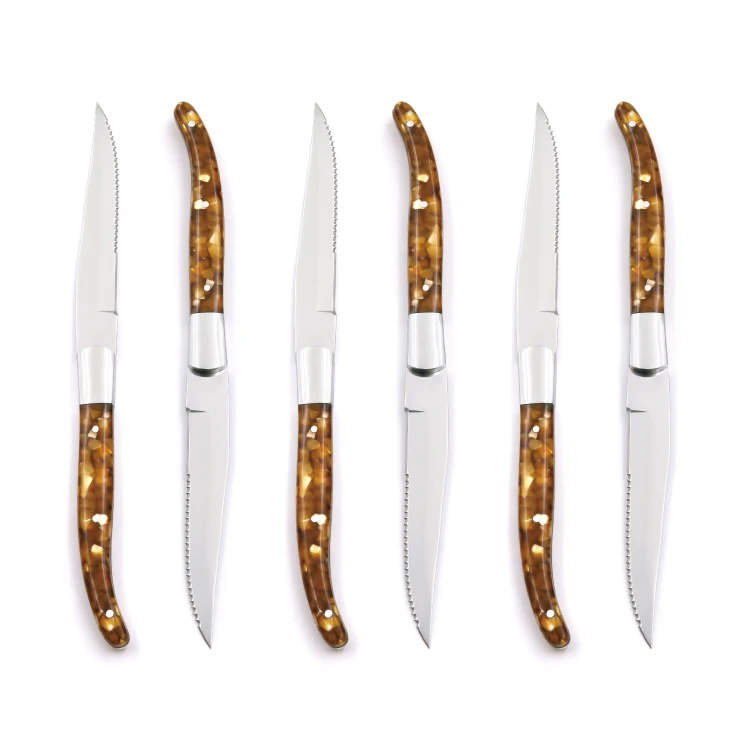 High Quality 4.3 Inch Sharp Serrated Laguiole Steak Knife with Spanish Import Acrylic Handle