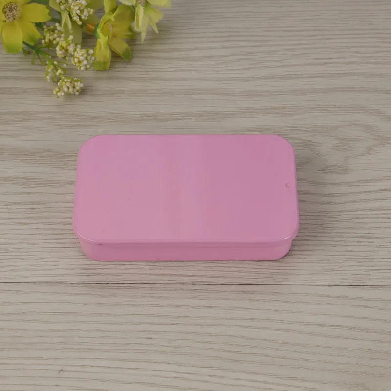 
80x50x15mm 35g 40g Metal Rectangle Black Silver Pink White Slider Tin Box for candy slider tin Can lip balm slider tin box 