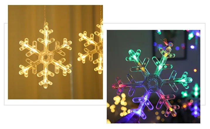 Factory Outlets Big Snowflake and Star Curtain Lamp For Christmas Holiday Party Lighting New Year Decoration LED Light String