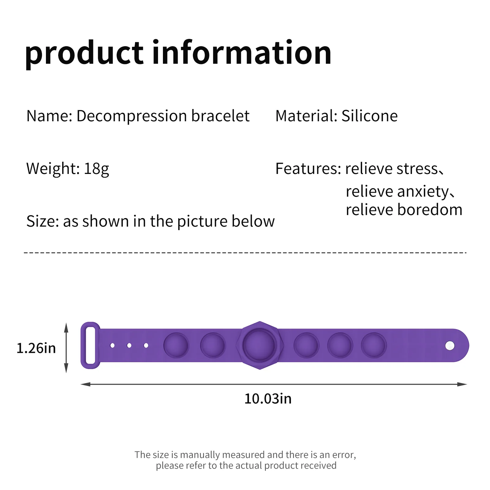 Amazon New Arrive Silicone Push Pop Bubble Wristband Stress Relief Bubble Bracelet Toy Anti Anxiety Therapy Children Toys