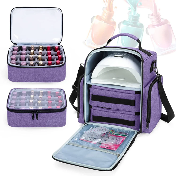 New Storage Case Custom Logo Storage Bag Travel Women Nail Polish Organizer With Removable Pouches