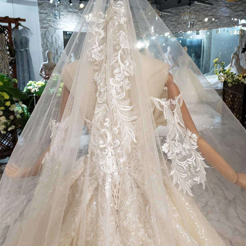 LS11503 Jancember sexy pattern applique beaded long train wedding gown dress bridal