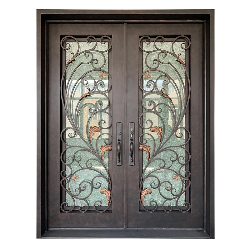 
wrought iron door and glass entrance steel doors design 