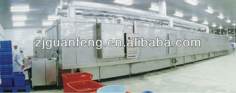Professional Tunnel Quick Freezing Fluidized IQF Freezers Freezing Frozen Food Machine