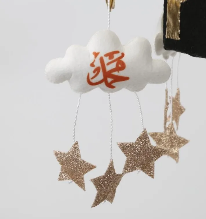 muslim baby mobile felt moon and star cube Kaaba Islamic cot mobile quran crib mobile