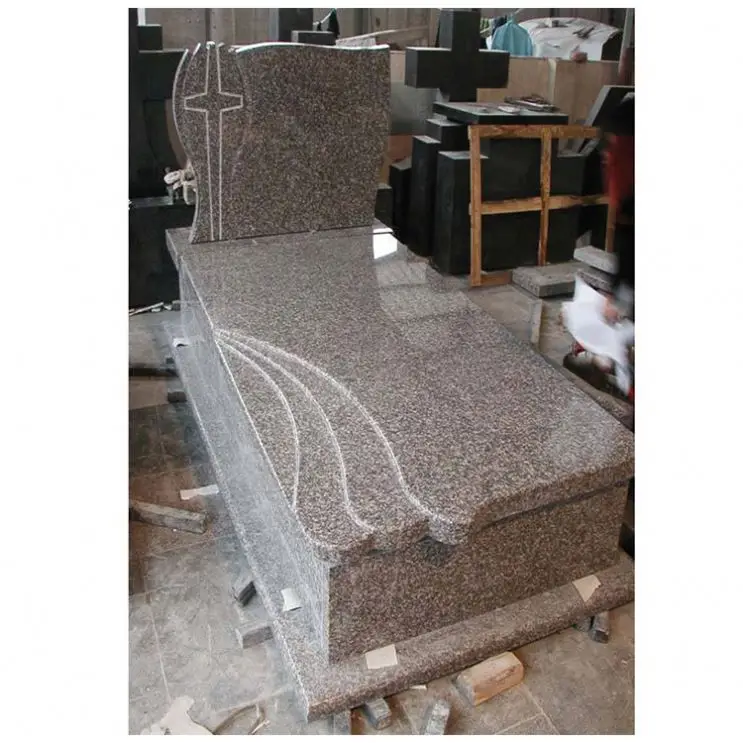 Cheap Price Cemetery Red Granite Ireland Headstone Tombstone Design