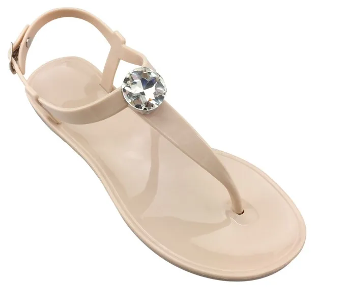 Lovely Fashion Woman Strappy Sandals Jelly Slippers Diamond Shining Summer Transparent Crystal Flat Shoes