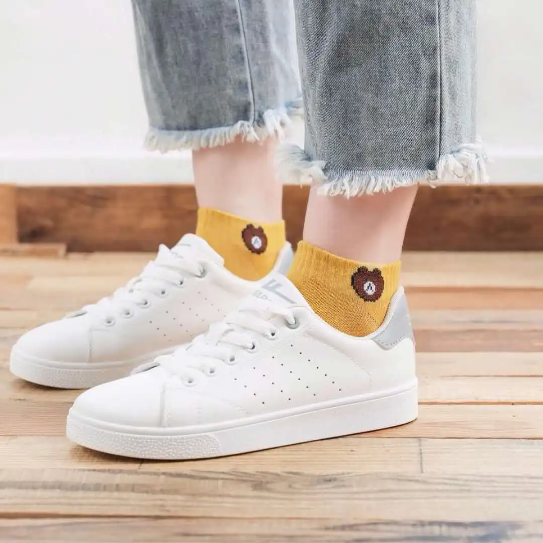 Лидер продаж; Тонкие Носки с рисунком медведя; Женские носки с героями мультфильмов; 10 пар в упаковке; 10 цветов