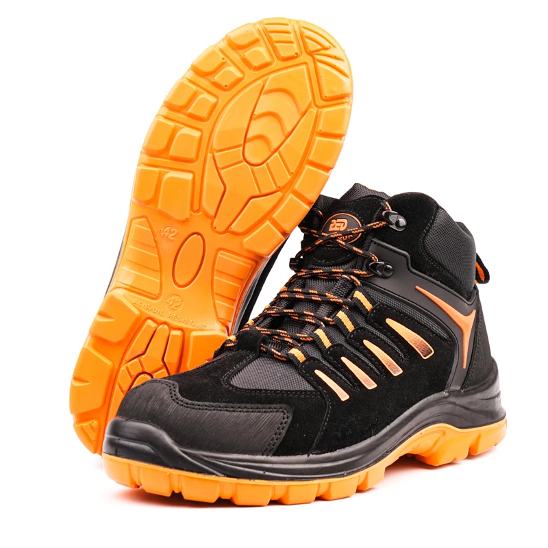 China oil and gas resistant leather rubber steel toe cap safety work boots for lobar