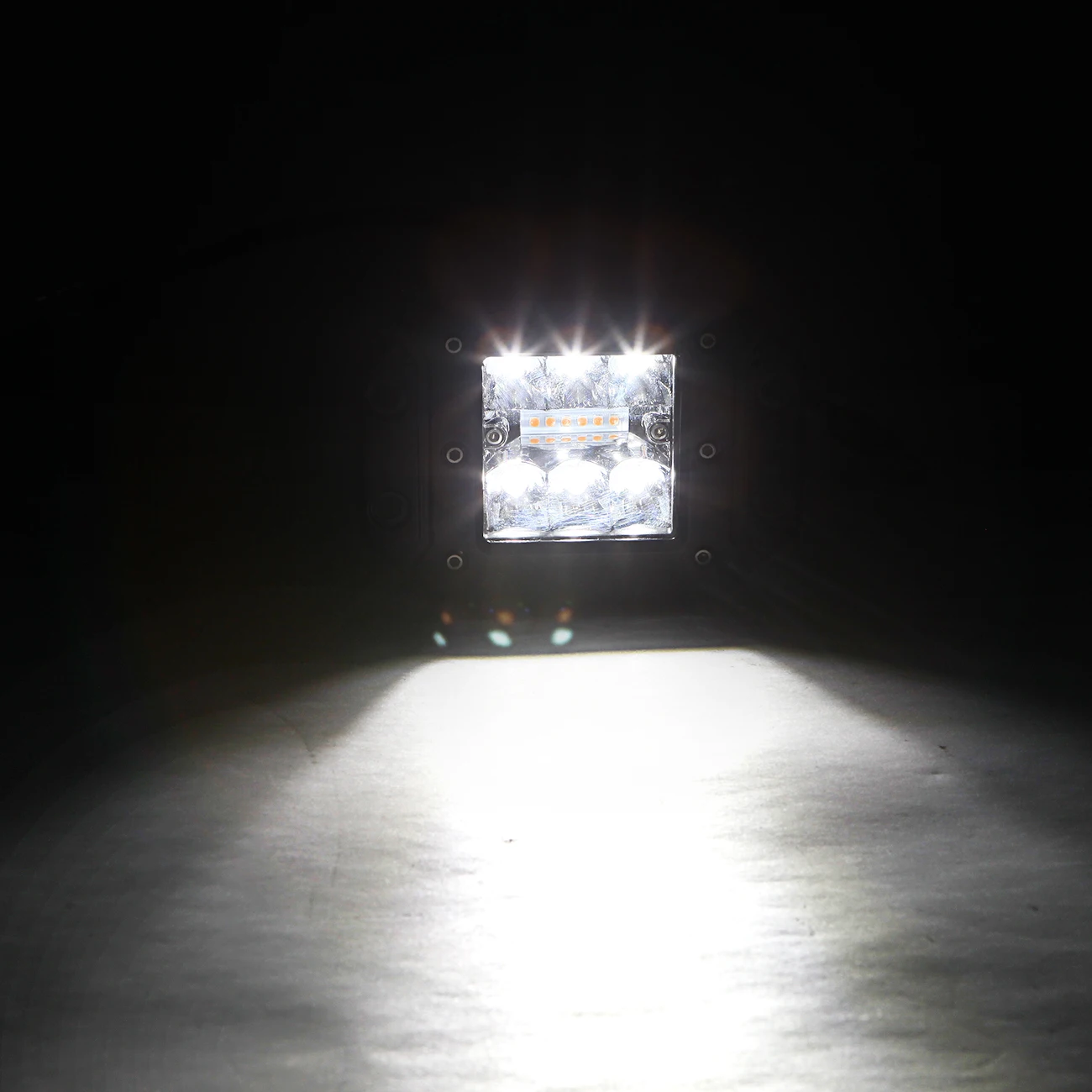 Cool White Amber Light Changing Colors Flash Strobe Cube LED Pods Flush Mount Combo 5 Inch 24W Work Light