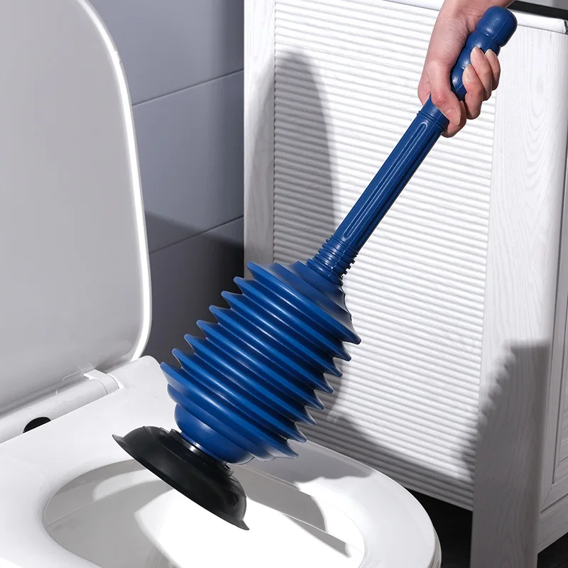 Professional Bellows Accordion Toilet Plunger, High Pressure Thrust Plunge Removes Heavy Duty Clogs from Bathroom Toilets