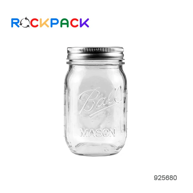 Wholesale food honey jar candy coffee tea containers clear custom logo glass spice storage mason with metal lid