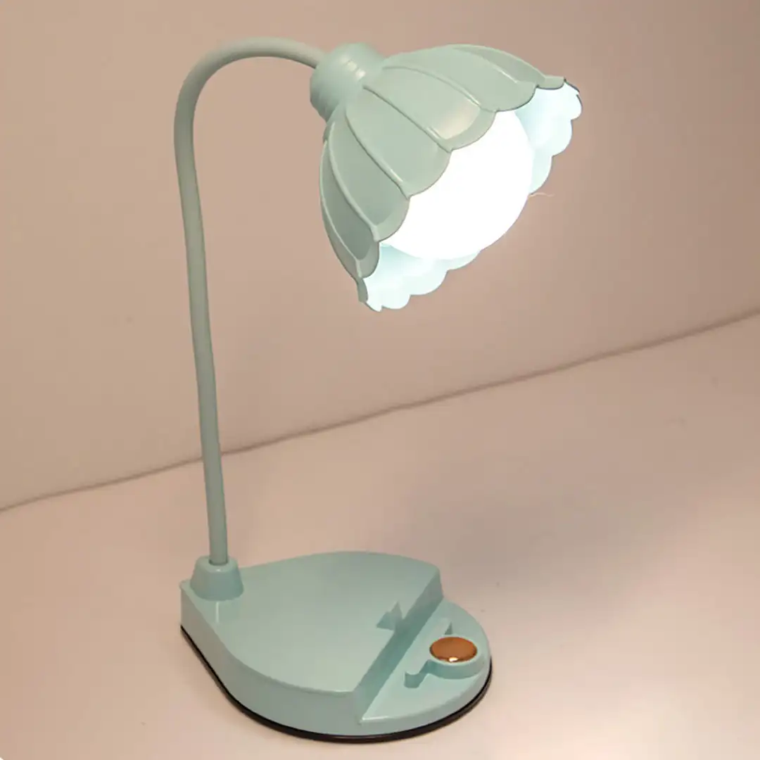 Cute Floral Spotlight Stand Desk Night Light LED Desk Lamp Cordless Table Light Mini Cute Lamp Touch Control with 360 Bendable