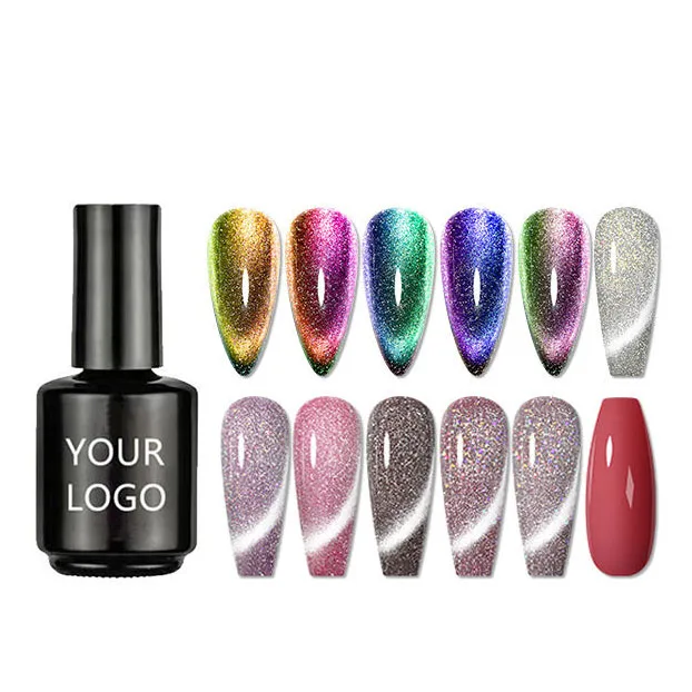 New Arrival 3d Magnet Uv Gel Nail Polish Holographic 9d Laser Rainbow Cat Eye Gel Nail Polish