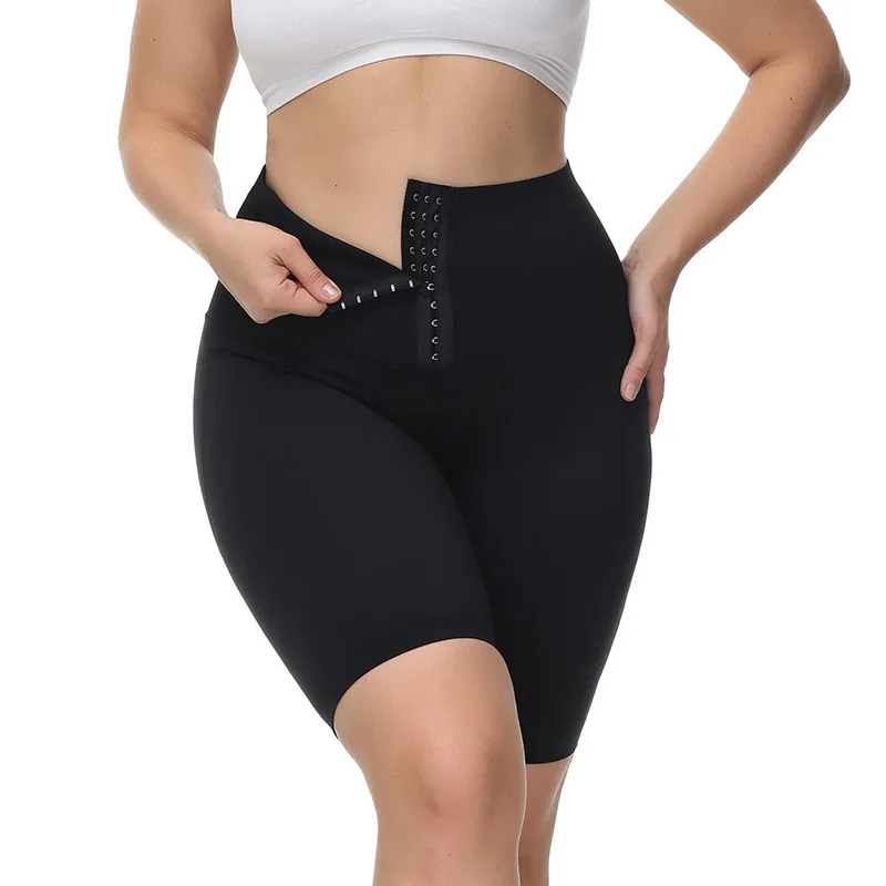 Custom Women 3 Buckles High Waist Plus Size Bodysuit Shaper Slimming Tummy Control Booty Lifting Compression Biker Shorts