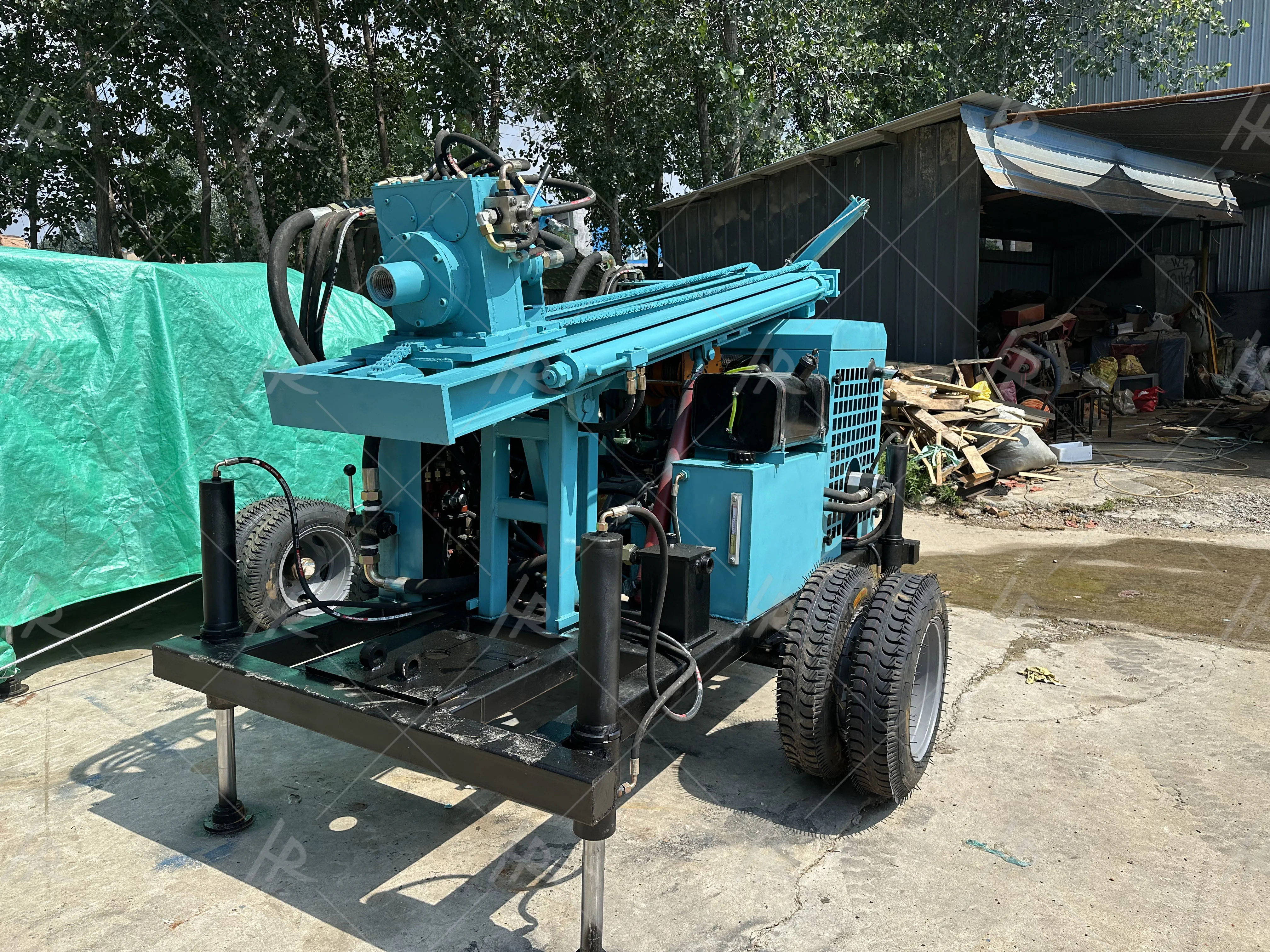 Hongrun customized 300m pneumatic water well drilling rig 78kw hydraulic diesel drilling rig for water well drilling for sale