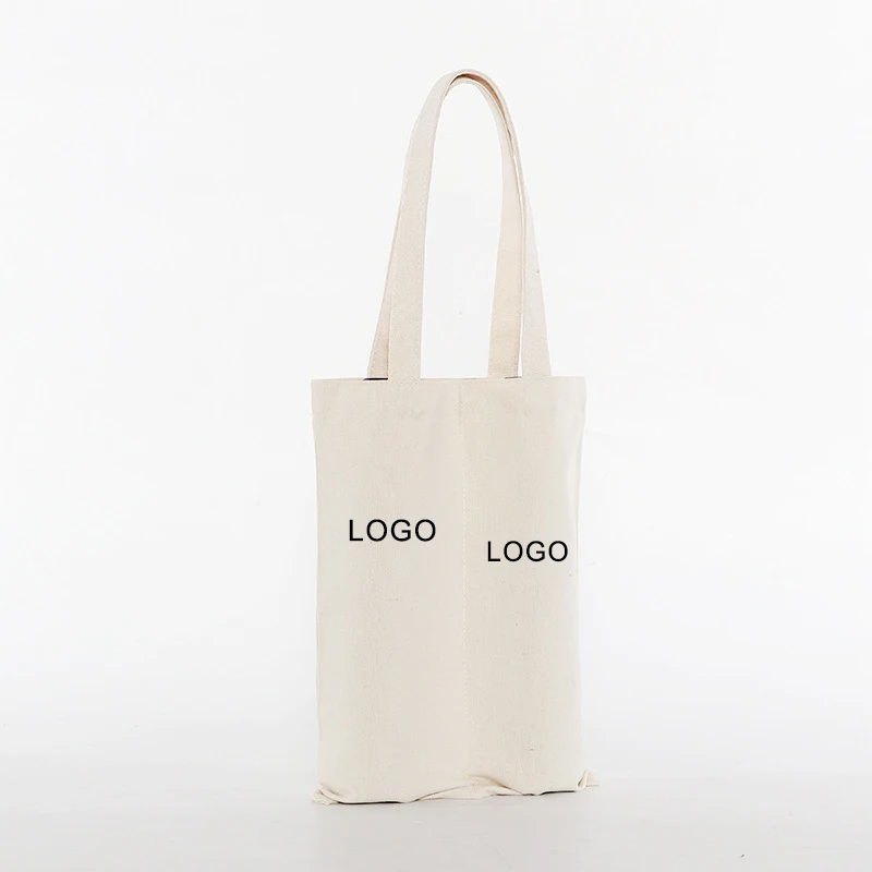 custom logo natural Large Reusable Gift Bag beach picnic party canvas fabric one 1 2 3 4 6 bottles wine Tote Bag for festival
