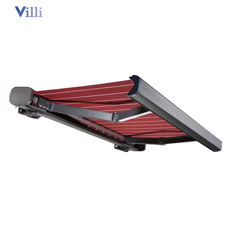 Commercial Residential Facade Outdoor Electric Retractable Awning Wind Resistant Automatic Aluminium Alloy Full Cassette Awning