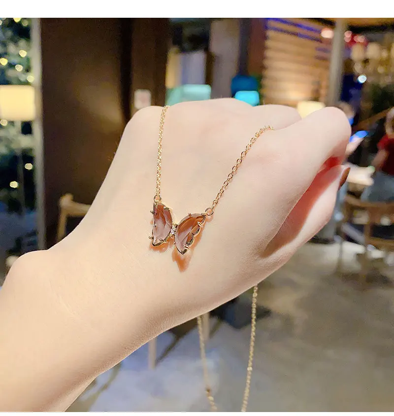 Trendy Amethyst Earrings Ladies Butterfly Women Earrings Necklace Crystal Ring Jewelry Sets Women