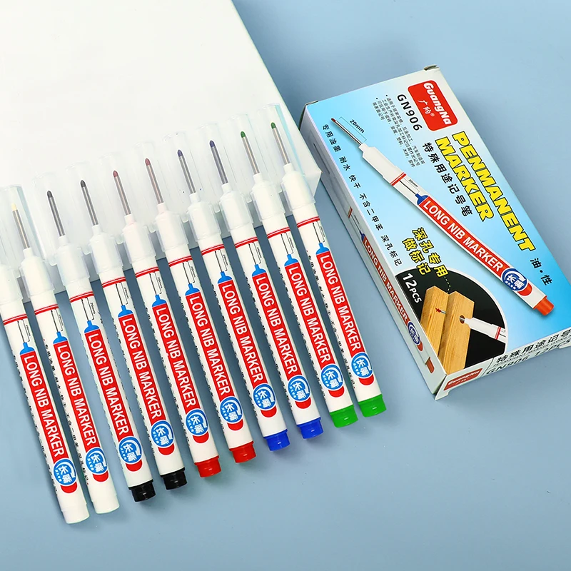 Water Resistance 20 mm Long Nib Markers Deep Hole Marker Pen for Production Mark Woodworking Marker Long Nib Pen