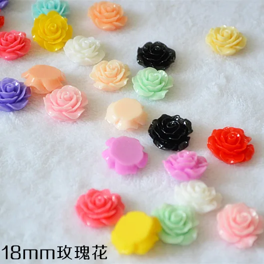 18Mm Colorful Rose Flowers Acrylic Resin Beads Cabochon Ornament For DIY Crafts Accessories Bow